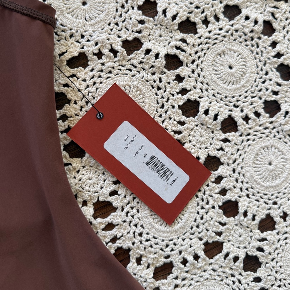 ALIX NYC Cody Silk Jersey Mock Neck Bodysuit Chocolate Brown NWT Size XS - Picture 8 of 14